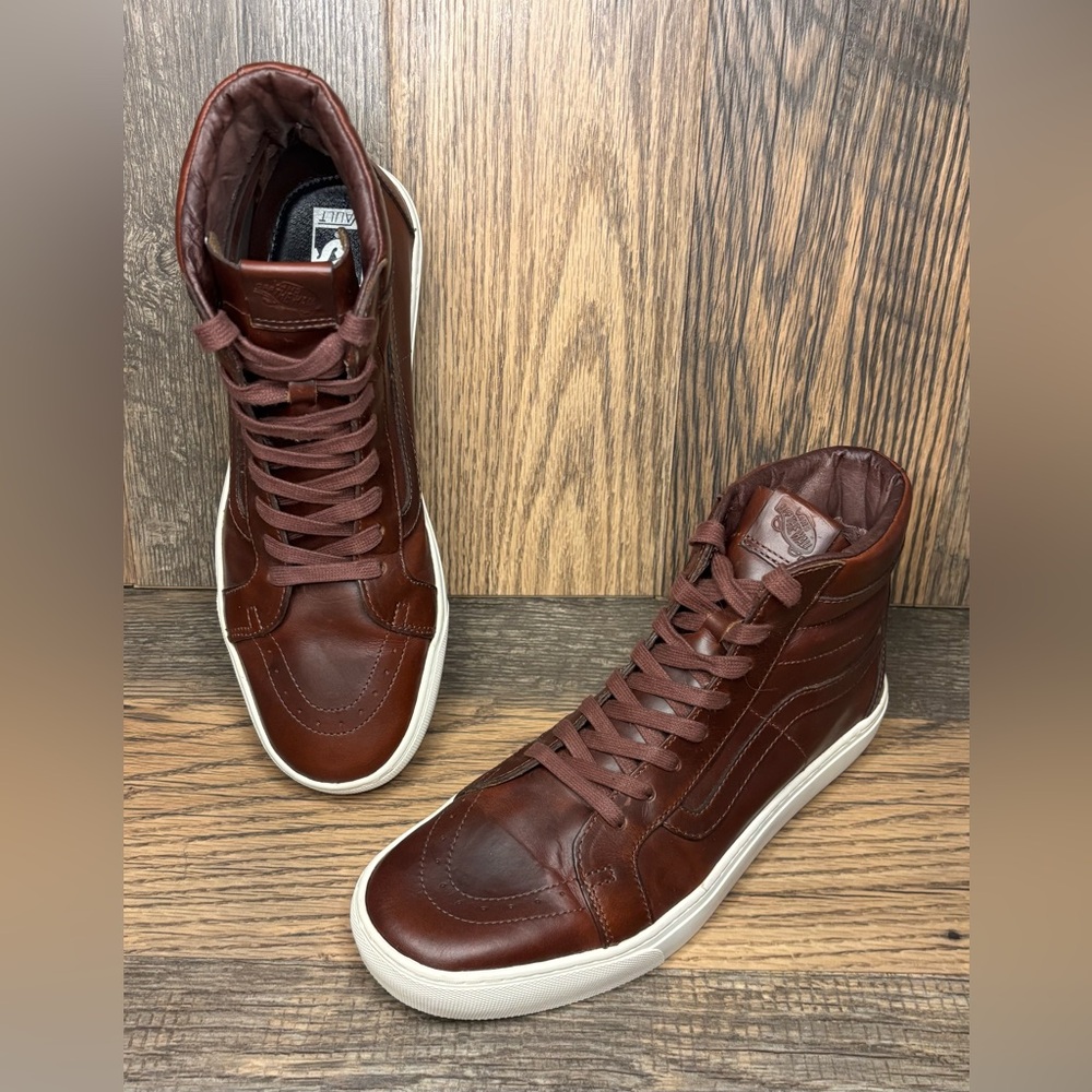 Rare VANS Vault X Horween Leather SK8-HI CUP LX Timber Men Size 11.5 EXCELLENT!